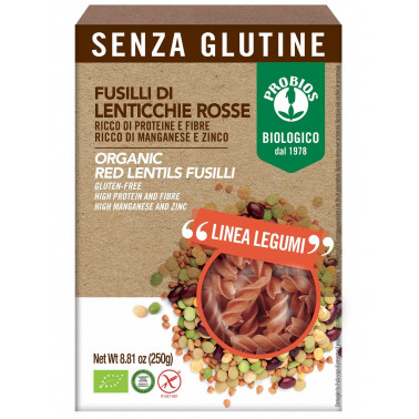 Pasta di Legumi - Fusilli 100% Lenticchie rosse s/Glutine 250g