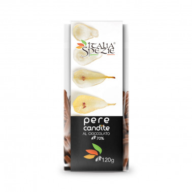 Pere Italiane candite ricoperte di cioccolato Fondente al 70%