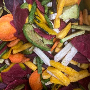 Chips di verdure, veggie chips, verdure essiccate e salate
