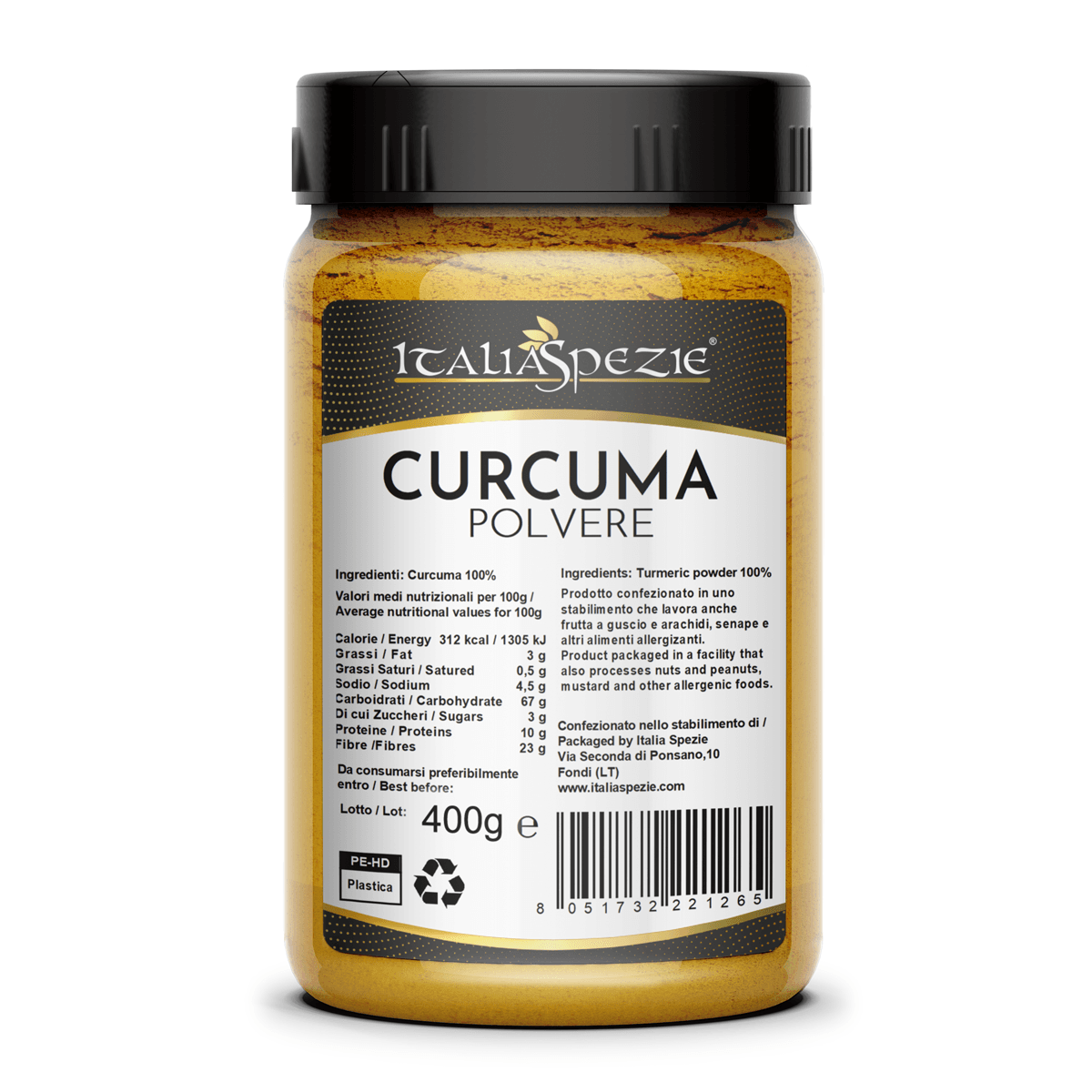 Curcuma in polvere di primissima qualità — Barattolo 400 g