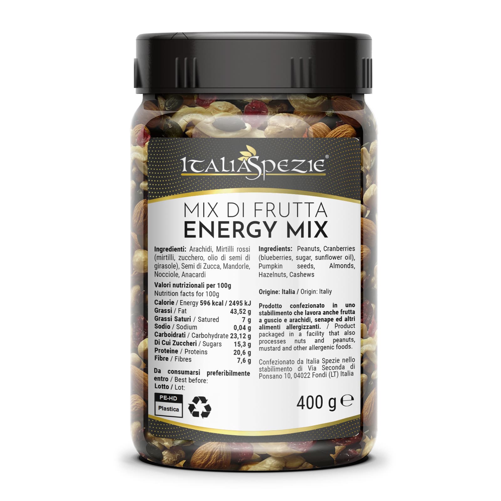Energy Mix con Arachidi, Nocciole, Mandorle, Semi di Zucca, Anacardi e Mirtilli rossi