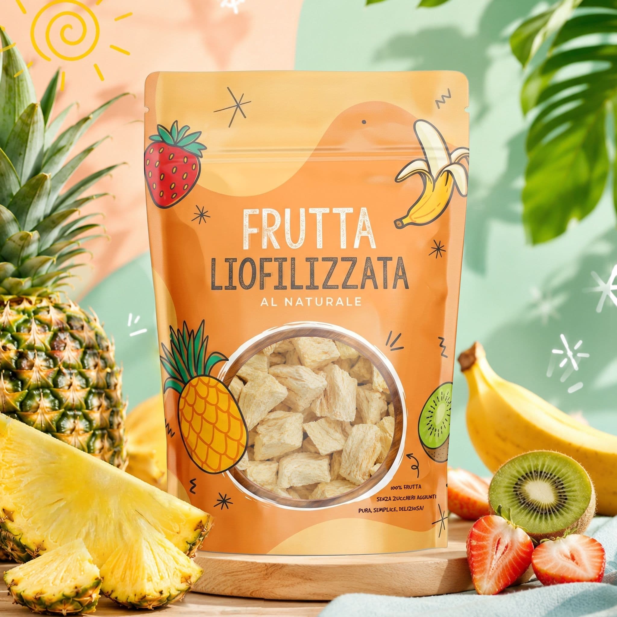 Ananas liofilizzato a pezzi