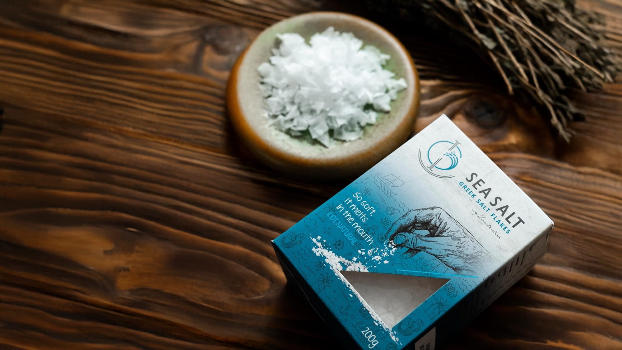 Greek Salt Flakes: confezione e fiocchi di sale marino