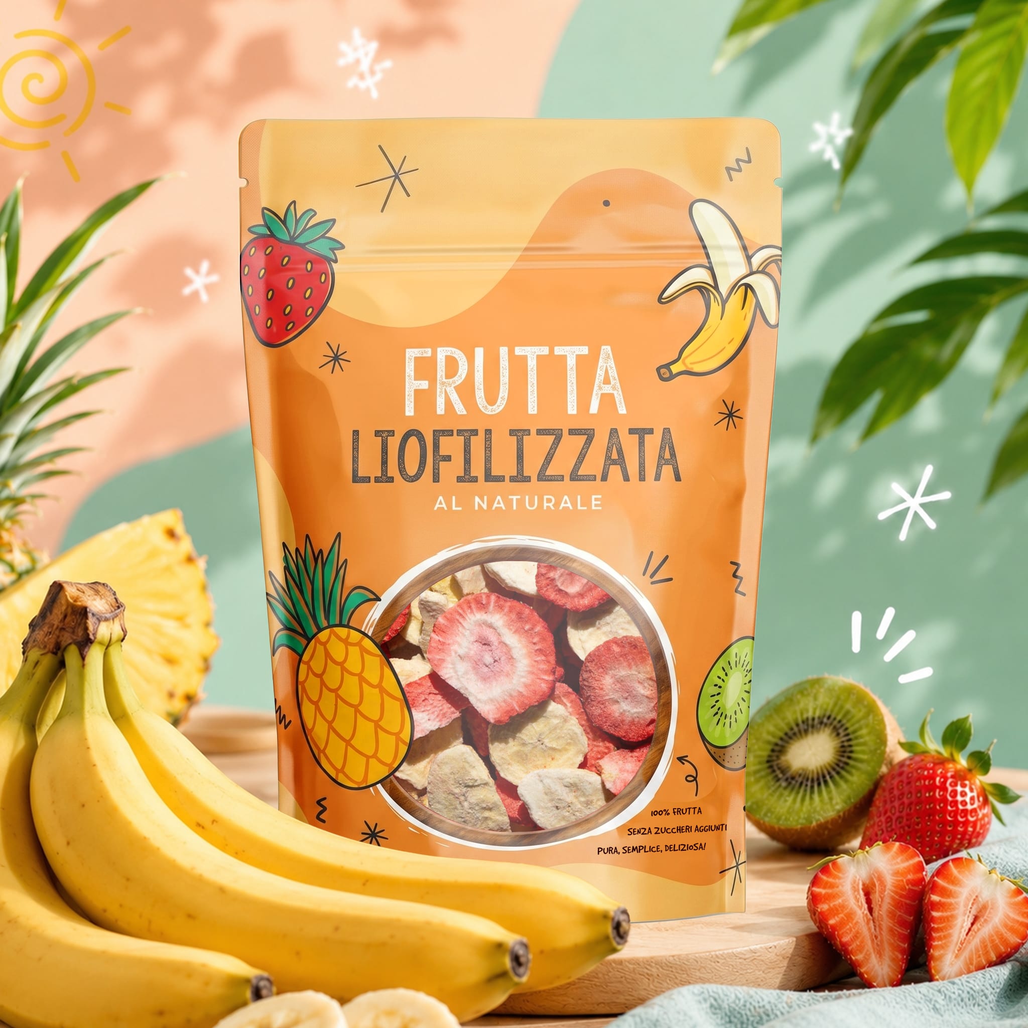 Mix Banana e Fragola liofilizzata 