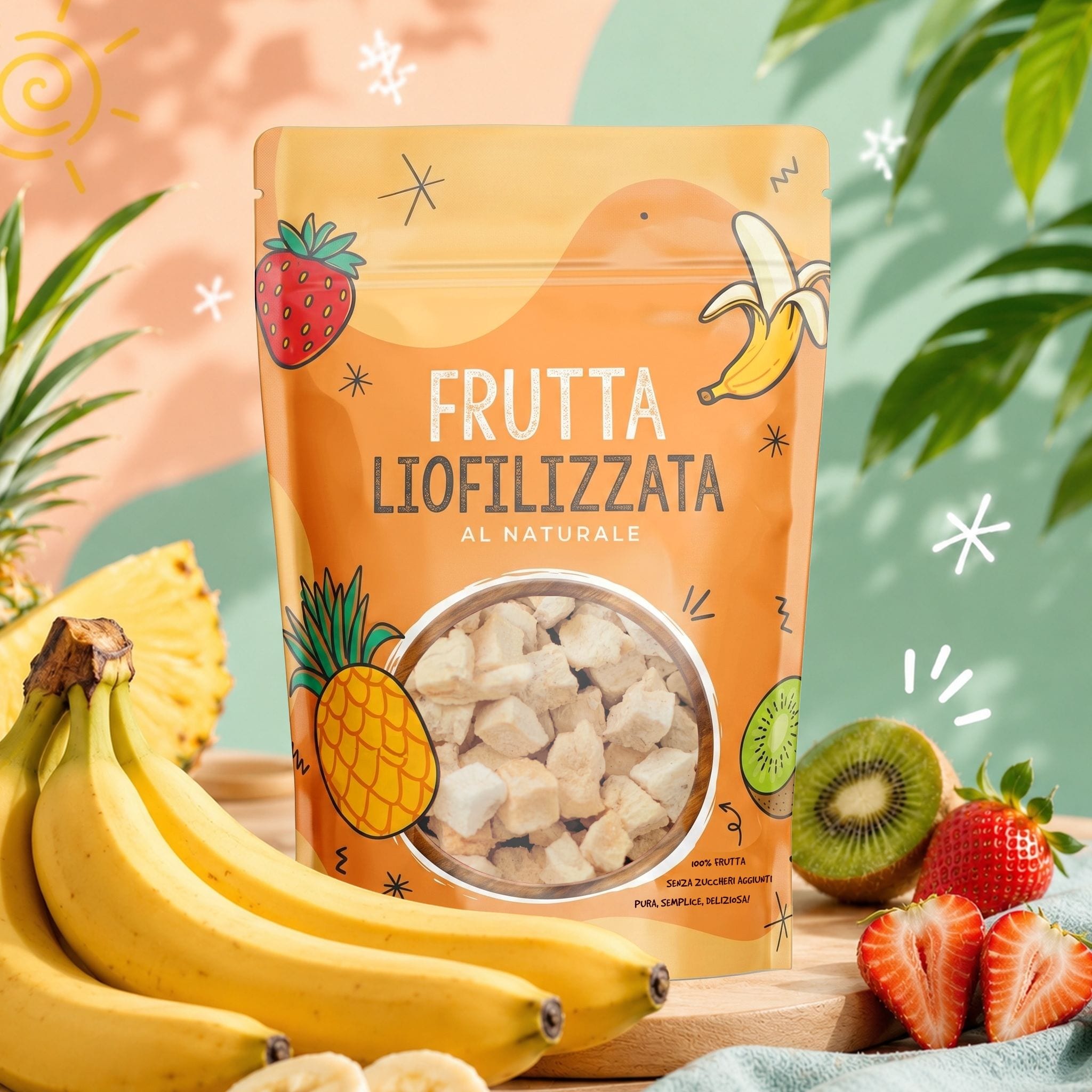 Banana liofilizzata a cubetti