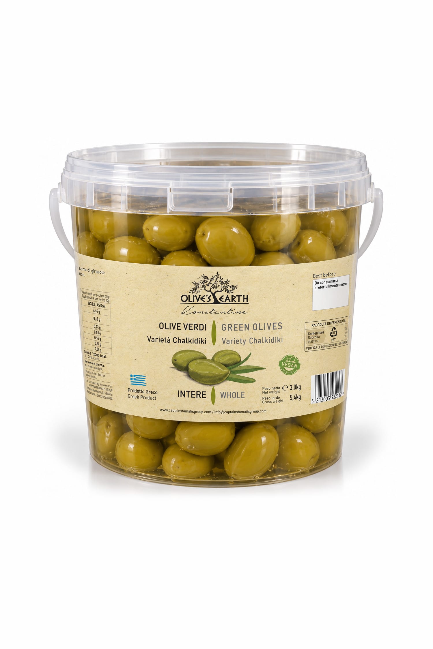 Olive verdi intere al naturale - 3 kg
