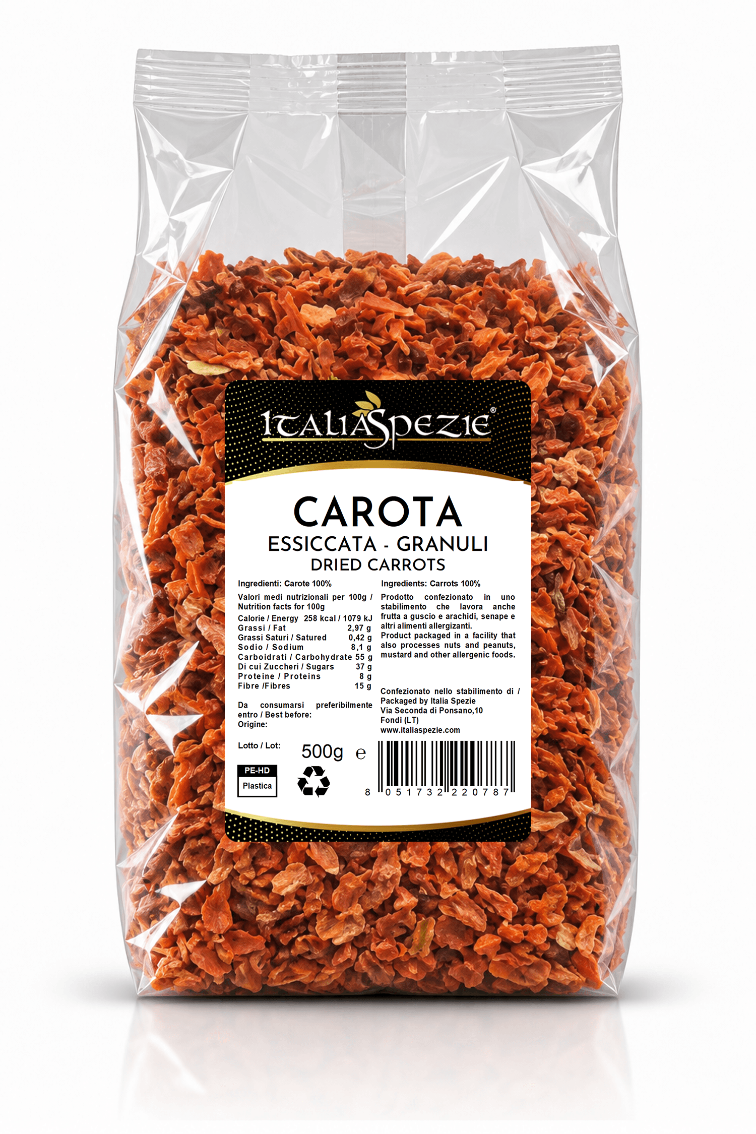 Carota essiccata in granuli