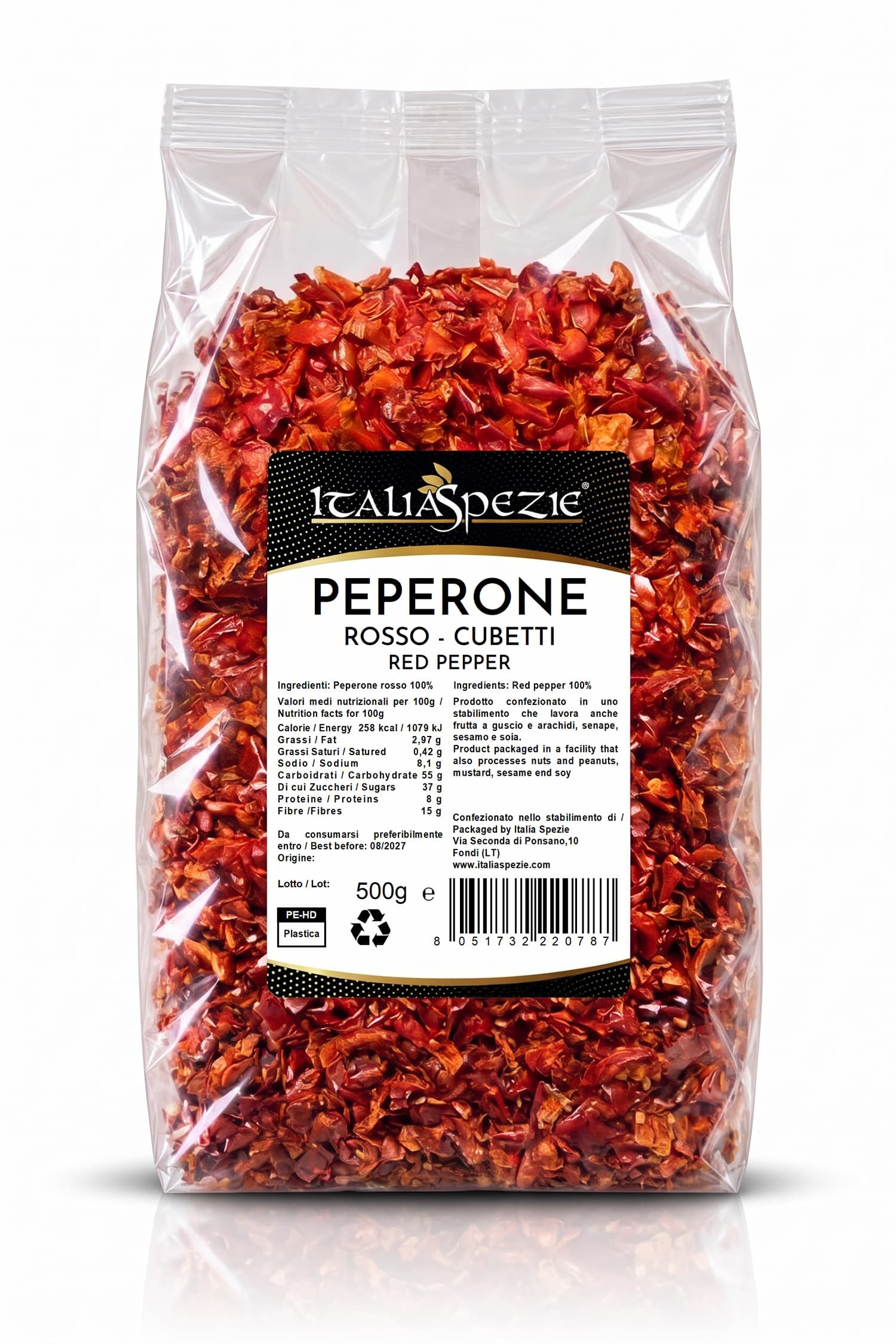 Fiocchi di peperone rosso essiccato